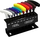 10 Piece SAE T-Handle Hex Key Wrench Set with Metal Standing Rack by Hawk