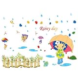 Winhappyhome Rainy Day Girl壁アートステッカー用キッズ寝室リビングルーム子供部屋背景リムーバブル装飾DIYデカール