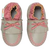 モモ ベビー 乳児/幼児用モカシン グレー ソフト ソールレザーシューズ ネイビー 18-24 ヶ月/米国幼児用サイズ6-7 M (インポート)