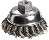 Weiler Wire Cup Brush, Threaded Hole, Steel, Partial Twist Knotted, Single Row, 3-1/2 Diameter, 0.02