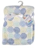 First Steps Luxury Soft Fleece Baby Blanket in Blue Spots Design 75 x 100cm for Babies from Newborn 