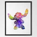 Dignovel Studios 11X14 Stitch print kids Watercolor print cartoon art print illustration Art Print N
