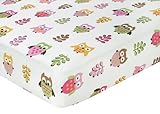Pink Happy Owl Fitted Crib Sheet for Baby/Toddler Bedding by Sweet Jojo Designs - Owl Print [並行輸入品]