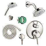 Hansgrohe KSH15753-04070-72PN Croma C 100 Showerhead Kit with Handshower Thermostatic Trim with Dive