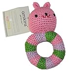 Bunny Baby Rattle Pink - Hand Crocheted, Made of Soft and Silky Yarn - KidStyle by Amikins by Amikin