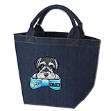 ファスナー付デニムトート/内ポケット付/デニムバッグ/お散歩バッグ/シュナウザー14/ミニチュアシュナウザー/犬 かばん トートバッグ/キャンバス雑貨グッズ犬雑貨