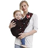 良ベビースリング ベビーキャリア 授乳カバー 赤ちゃん抱っこひも 抱っこひもスリング 新生児0～24ヵ月 6WAY 安心・安全バックル付き 便利なポケット付き フリーサイズ ストラップでサイズ調節可能