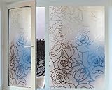 Generic New Homeartist Roses Glass Decorative Frosted Privacy Window Film Self Adhesive Static Cling