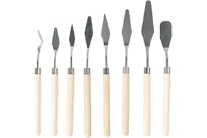 パレットナイフ ペインティングナイフ 8本セット ステンレス 木製 ハンドル 油絵絵画 美術ツール 絵画 粘土 陶芸 フィギュアの造形用