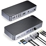 ORICO USB C ドッキングステーション 4画面拡張 (20-in-1 Dual Display HDMI VGA)4K HDMIポート 1080p VGAポート 60W PD対応 USB-C 10Gbps高速データ転送 USB-Aポート イーサネットポート microSD＆SDカードスロット搭載 3.5mmオーディオポート 音量調整ダイヤルと電源スイッチ付き