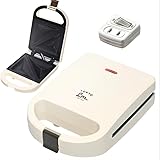 TOKYO LM ホットサンドメーカー (電源スイッチ付き) 電気 耳付きで焼ける 手でちぎれる 上下両面焼き 目玉焼き 一人暮らし 新生活 (ライトクリーム)