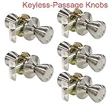 Probrico内部ラウンドPassageキーレスドアノブレバードアロックLockset withoutキードアハンドルサテンニッケルfor Hallクローゼット Door Knob-576 HM-S