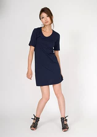 Amazon Co Jp アメリカンアパレル アメアパ ワンピース ロング Tシャツ American Apparel Fine Jersey Crew Neck T Shirt Dress レディースサイズs Navy 服 ファッション小物