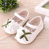 WIN  ベビー 夏 シューズ 赤ちゃん 可愛い プレゼント 軽量 履かせやすい マジックテープ ストラップ 花 新生児 フォーマル靴 (内寸13CM, ホワイト)