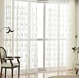Aside BsideロッドポケットボイルDraperies Sheer Curtains CottageスタイルFloral Vine Leavesデザインのホームデコレーション、ダイニングルームベ