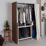 カーテン付きクローゼットハンガー　（スモールタイプ）　ダークブラウン色