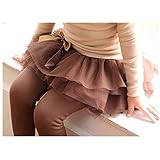 WIN　多層チュチュスカート付きレギンス スカッツ「子供服 女の子/キッズ/子ども/子供/レギンス付きスカート/チュールスカート/チュチュ (120cm, コーヒー色)