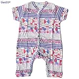 オーシャンアンドグラウンド｜ベビー肌着半袖ロンパース｜レイン柄｜ピンク