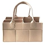 APSOONSELL おむつストッカー、軽量フェルト ベビー用品収納バッグ 収納力抜群 ベージュ