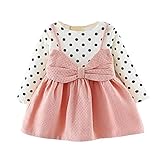 Hatop 新生児 赤ちゃん 女の子 長袖 ドット 蝶結び プリンセス ドレス 秋 ドレス ハロウィン クリスマス 服 18-24 months Hatop-009