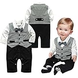 JJ-Factory　キッズ フォーマル ロンパース スーツ ２点セット 子供 スーツ 七五三 子供服 発表会 子供用 スーツ 男の子用 フォーマルスーツ (90cm)