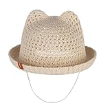 C-Princess ベビー帽子 耳付き ハット バケットハット キャップ ニット編み 可愛い 赤ちゃん 女の子 男の子 透かし 春夏秋 アウトドア ビーチ ベージュ