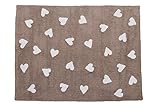 Lorena Canals Washable Rug (Linen Hearts/White) by Lorena Canals