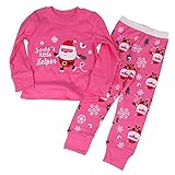 Hooyi 赤ちゃん女の子パジャマ綿子供ハッピー クリスマス サンタ パジャマ セットします。 (130（7歳）)