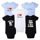 2017年新作　カワイすぎるパーファクトフィットオール半袖ボディースーツ5枚セッ100%綿　出産祝い　ロンパース　子供服 ベビー服　Baby Bodysuit 1-12M (3-6M, M002)