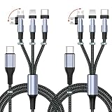 3in1 充電ケーブル usbケーブル L字コネクタ 180度回転可能 急速充電 充電コード 【２本セット/1.2M（40cmの分岐ケーブル+80cm）】 断線防止 絡まり防止 USB Type C ケーブル Micro USB ケーブル スマホ 充電ケーブル 3台同時給電可能 全機種対応
