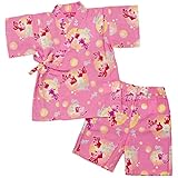 ガールズベビー浴衣|甚平[なつまつり]ベビー甚平|金魚柄甚平上下セット|綿100％女の子|女児用 90cm ピンク