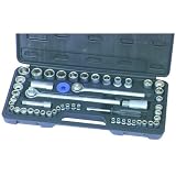 52 Piece SAE and Metric Socket Set with 3/8-inch and 1/2-inch Drive Reversible Ratchets and Carrying