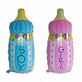 哺乳瓶　バルーン ブルー＆ピンクの2枚セット 出産祝い ベビーシャワー　洗礼式　アルミニウムフィルム製 サッシュ　哺乳瓶型　パーティー　インスタ映え　 数字　風船　ウエルカムボード