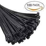 top-spring 8 "ケーブルタイ多目的調節可能なナイロンケーブルジップタイ、ブラック 100 Pack ブラック 4330933074