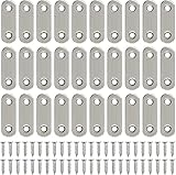 KOCOMART ジョイント金具 I字金具 固定金具 家具転倒防止 フラット 20個セット 40個ネジ付き 46*16mm
