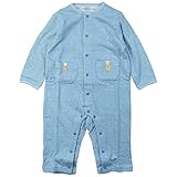 《H29年春物》(日本製) Pample Mousse(パンプルムース) カチオン接結ミニドビー糸刺繍ワッペン付カバーオール 80cm /BL NO.DP-71508