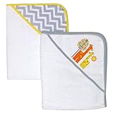 Happy Chic by Jonathan Adler Applique, Print Interlock, Woven Terry Hooded Towel, Yellow Giraffe, 2 