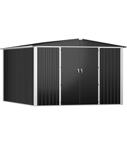 Amazon | 8フィート x 6フィート 屋外収納小屋 防水 ロック可能なドア