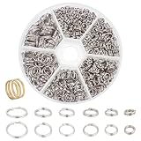 PH PandaHall 二重 丸カン マルカン 132g 二重 リング 沢山 金具 パーツ ジュエリー DIY用 4mm 5mm 6mm 7mm 8mm 10mm 箱入り プラチナ