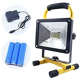 MARKLIGHT LED 投光器 30W 充電式3本18650電池付属 作業灯照明 ポータブル投光器 360角度調整 長時間点灯可能 夜間釣り地震 防災対策 災害現場に大活躍 [並行輸入品]