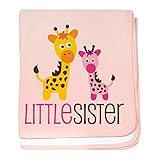 CafePress – Giraffe Little Sister – スーパーソフトベビー毛布、新生児おくるみ ピンク 06034519476832E
