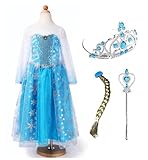 CREDIBLE アナと雪の女王 エルサ 風 子供用 コスチューム 4点 セット (ドレス、テ...