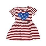 (プタス)Putars ベイビー服 子供服 女の子 ワンピース ドレス 半袖 縞模様 ハート型 可愛い オシャレ プリンセス 通園 発表会 旅行 記念日 プレゼント 2-6歳