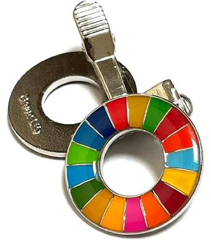 UN SDGs Gold Cloisonne Badge - Clip-On 0.8 Inch Sustainable Development Goals Pin - View #4