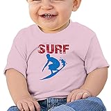 リンゴ ベビーＴシャツSURF サーフィン ハワイ 海 夏休み 赤ちゃん服 Pink 24 Months