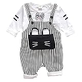 YY-Natuhi ベビー服 子供服 男の子 ｔシャツ サロペット パンツ 上下二点セット 長袖 ベビースーツ セットアップ キッズ服 秋冬 新生児 ロンパース ボーイズ ストライブ柄 (110cm,