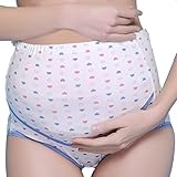 Plus Nao(プラスナオ) マタニティショーツ マタニティパンツ ハイウエスト ウエスト高め インナー 下着 パンティ ショーツ パンツ 妊娠 妊 XXL ハート【ブルー】