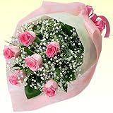 結婚記念日　花キューピット ピンクバラの花束