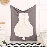 beddinghomeベビーニットコットン新生児/幼児/子供の毛布、35 " x43 " Cuddleシート、厚い/ソフト/Cozy、二層、通気性、Felt Bunny Ears OneSize グレ