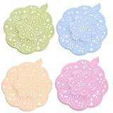 4パックSink Strainer DrainカバーヘアキャッチャーゴムフラワーシェイプシャワートラップBasinフィルタのバスルームキッチン